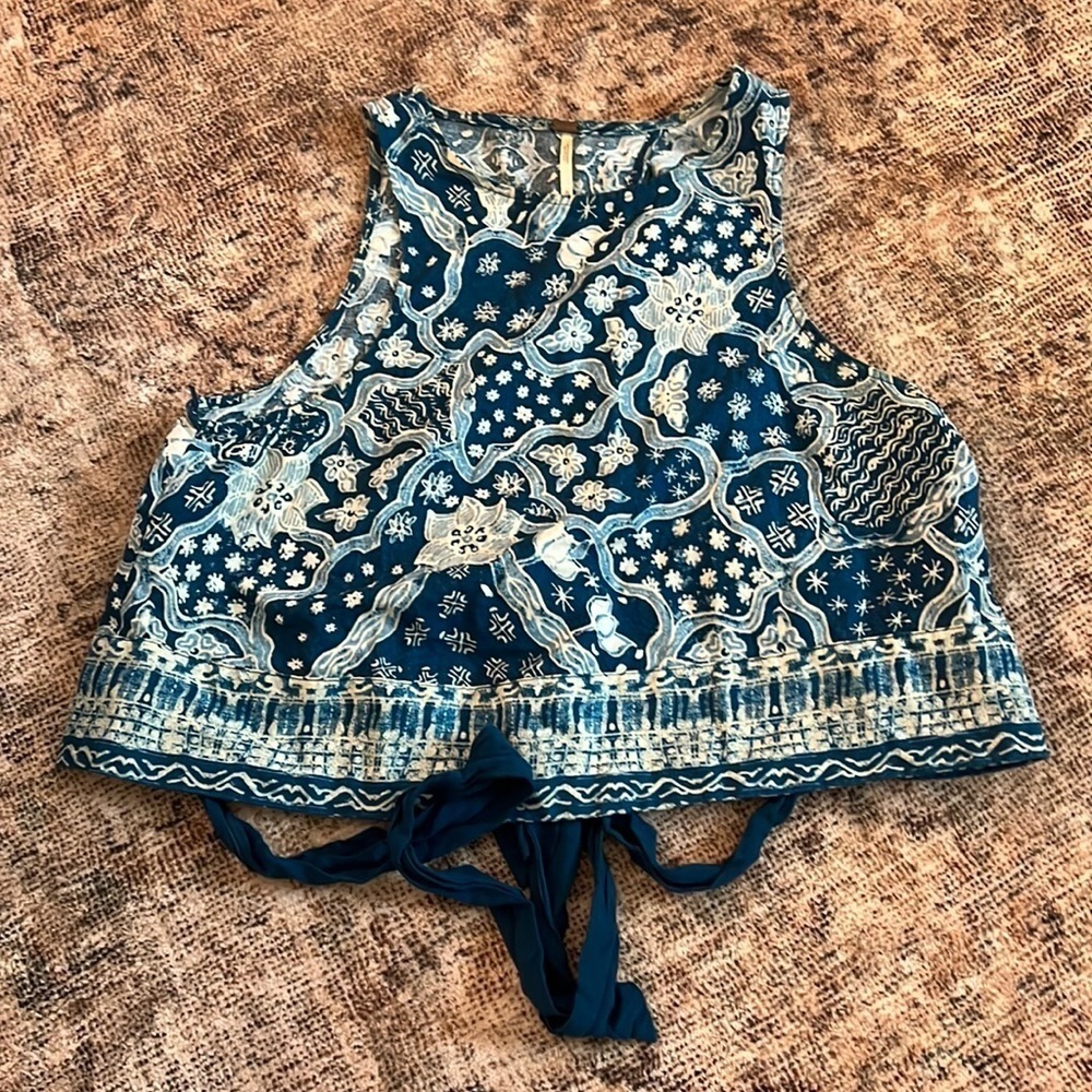 Free People Cropped Linen Shirt XS
